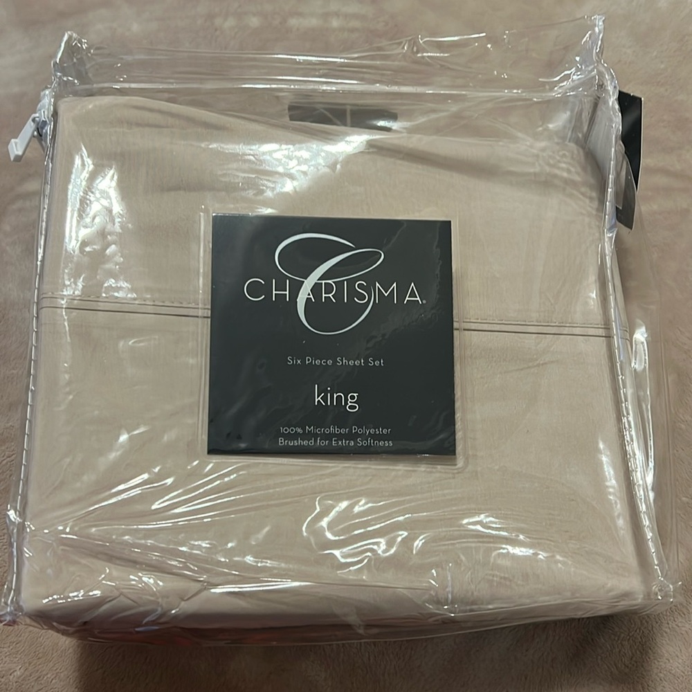NEW Charisma king flat Microfiber taupe sheet ONLY